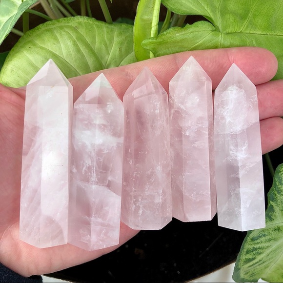Rose Quartz Stone Healing Crystal Pyramid Tower Wand Point Obelisk Rock - Picture 4 of 10